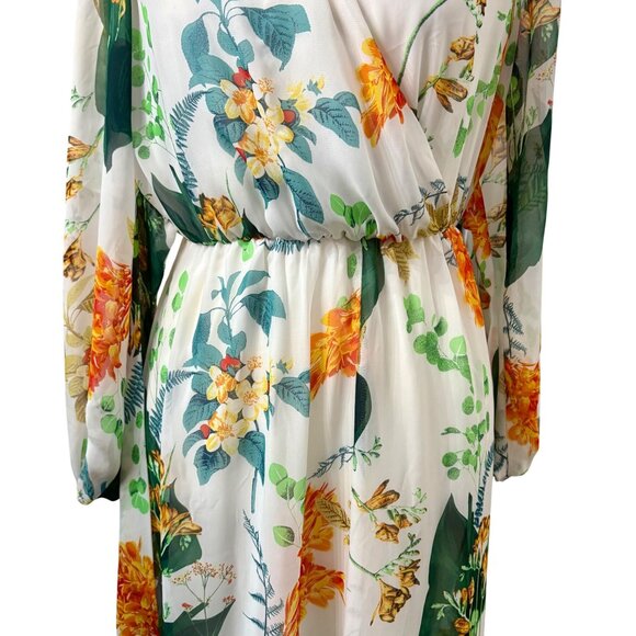 Floral Maxi Dress With Long Sleeves & Elastic Waist New Look Size S White/Multi - Picture 8 of 12